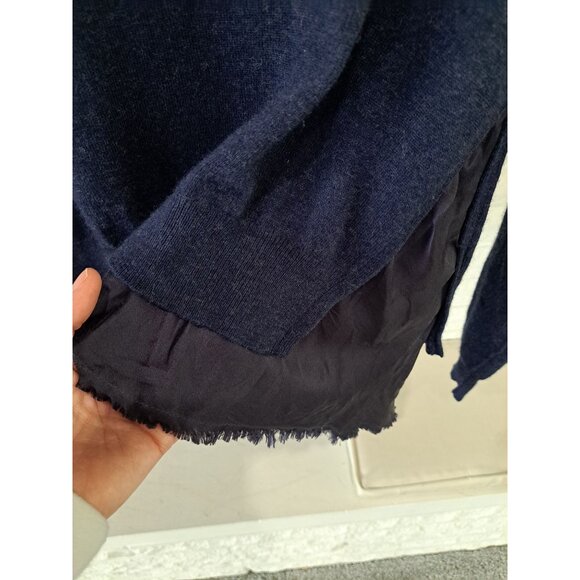 Rebecca Taylor Navy Wool-Blend Sweater Cashmere Silk Lambswool Zipper Women’s S - Picture 2 of 6